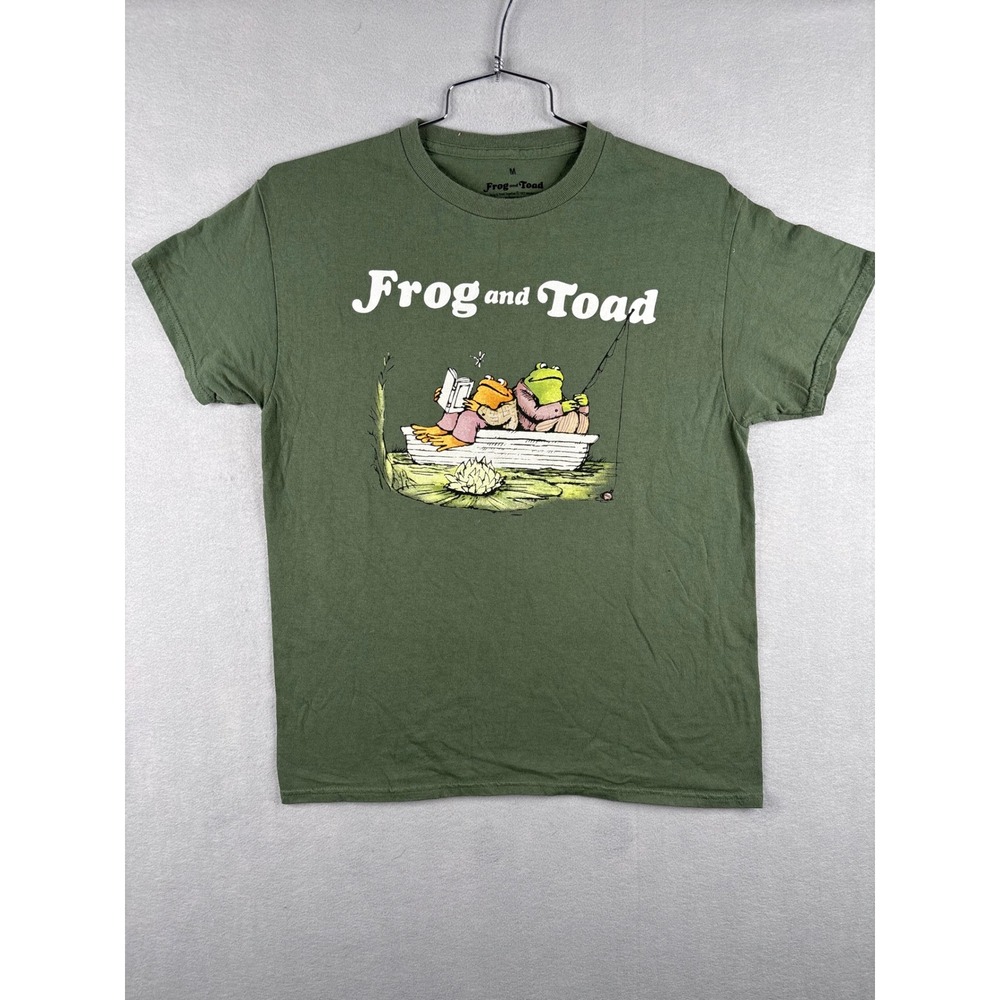 Frog and Toad Together Graphic T-Shirt Mens Medium Green Arnold Lobel Fishing